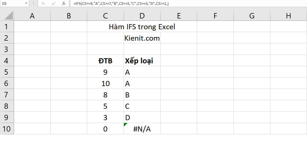 ifs trong excel 2016
