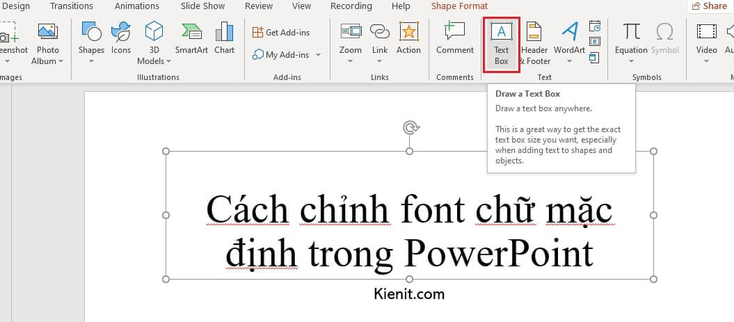 Thay đổi font chữ trong PowerPoint bằng Text Box