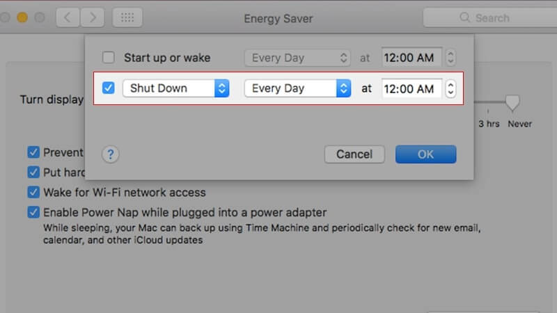 Cách hẹn giờ tắt cho máy Mac