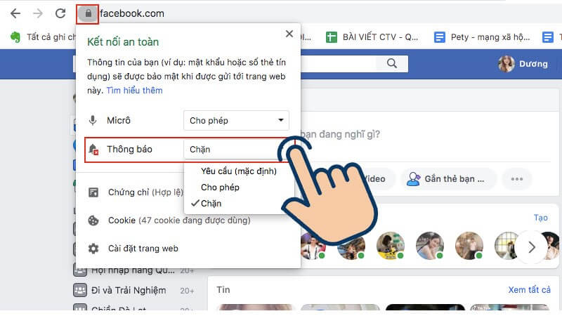 Cách tắt thông báo Facebook trên Chrome khi dùng máy tính