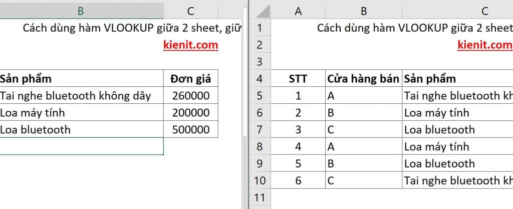 2 file Excel khác nhau