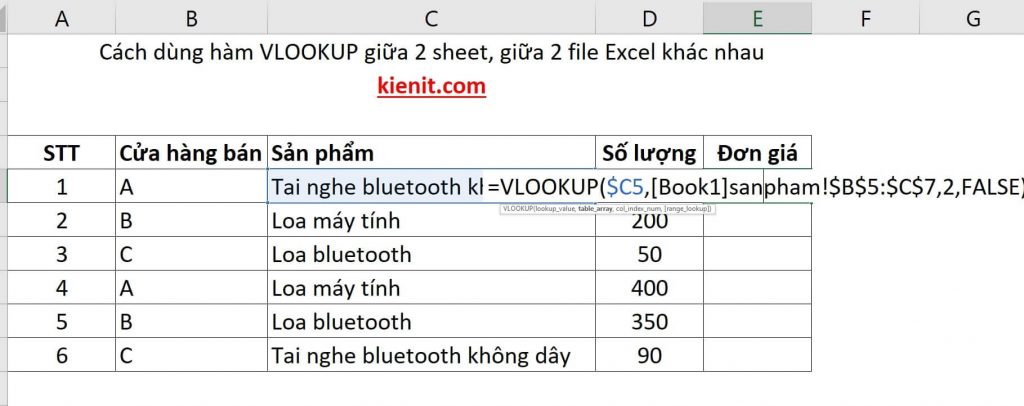VLOOKUP trong Excel