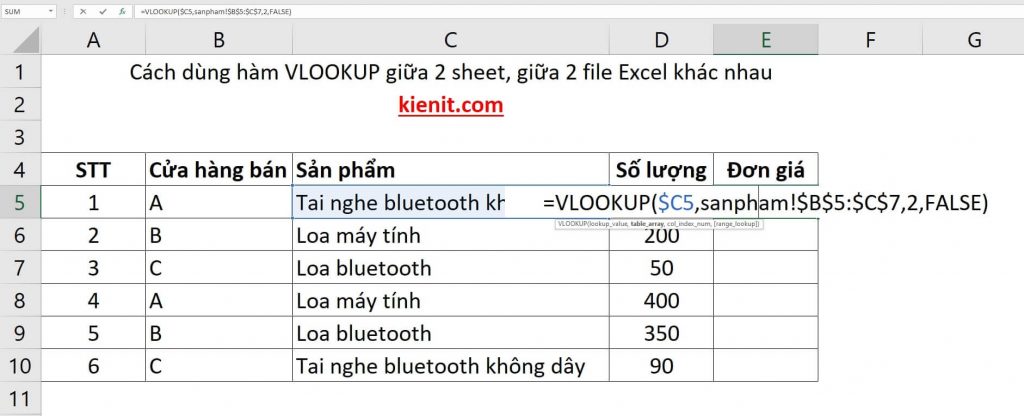Chuẩn bị 2 sheet khác nhau trong một file Excel