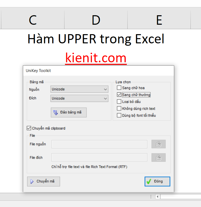 Sửa lỗi khi dùng hàm UPPER bị lỗi font