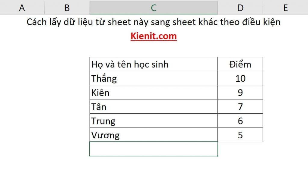 Cách lấy dữ liệu từ sheet này sang sheet khác theo điều kiện bằng hàm VLOOKUP